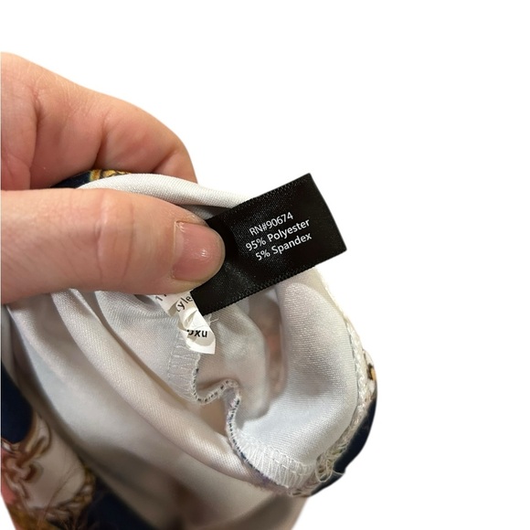 Boston Proper RETRO 60s twiggy style pink navy Sleeveless Chain Print dress - Picture 6 of 6